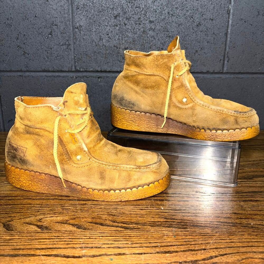 Vintage Levi’s Suede Chukka Boots Tan Moc Toe Lace Up Crepe Sole Men’s 7.5
